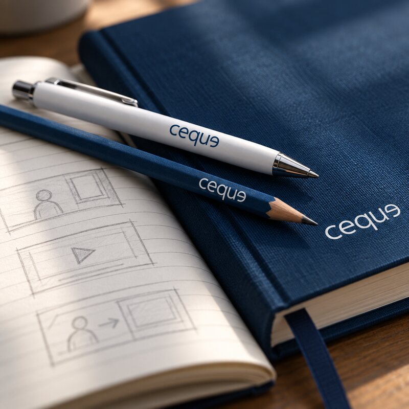 Storyboards and branded stationery.