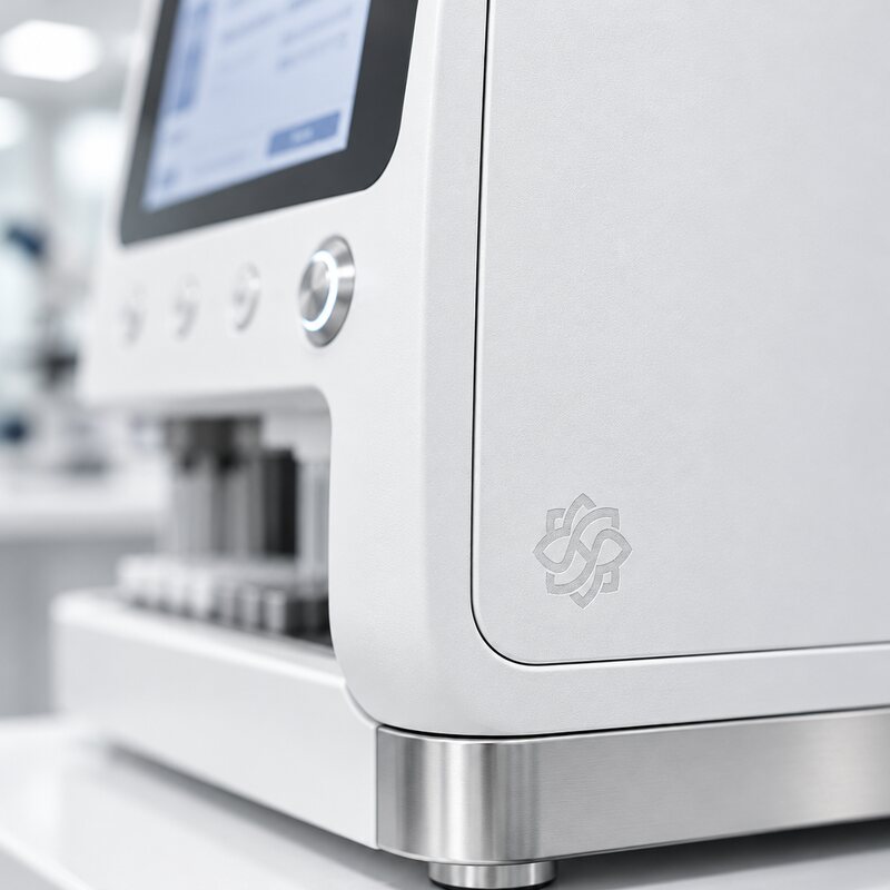 The mark, embossed on the analyser.