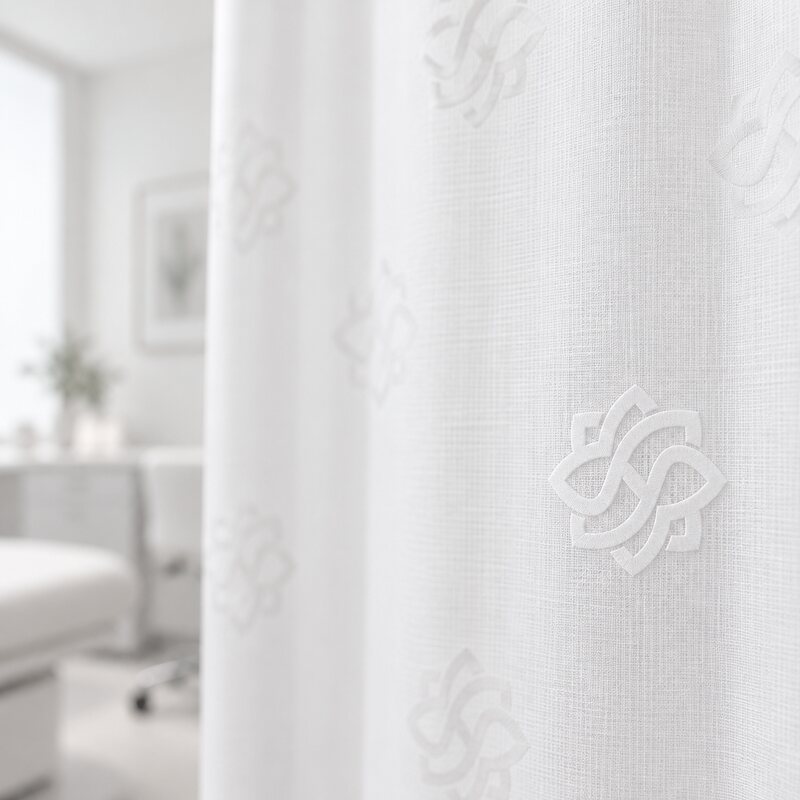 The lotus as a repeat, on the curtain.