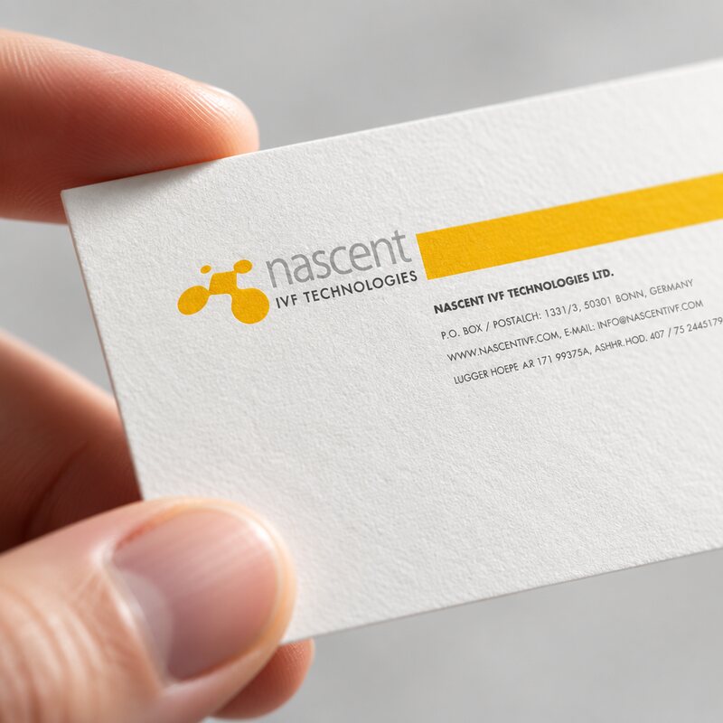 Business card with the yellow band.