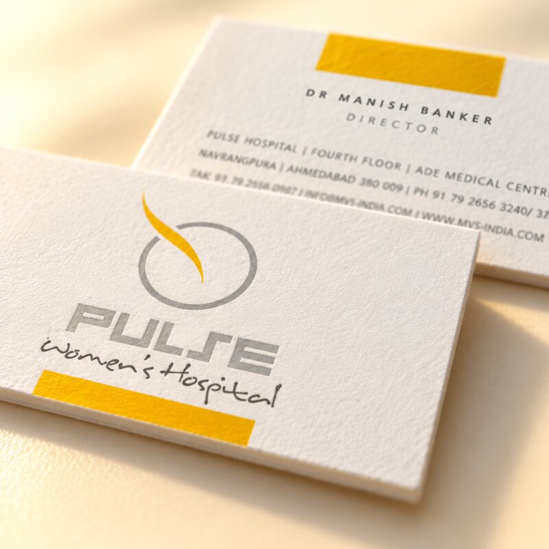 Business cards, front and back.